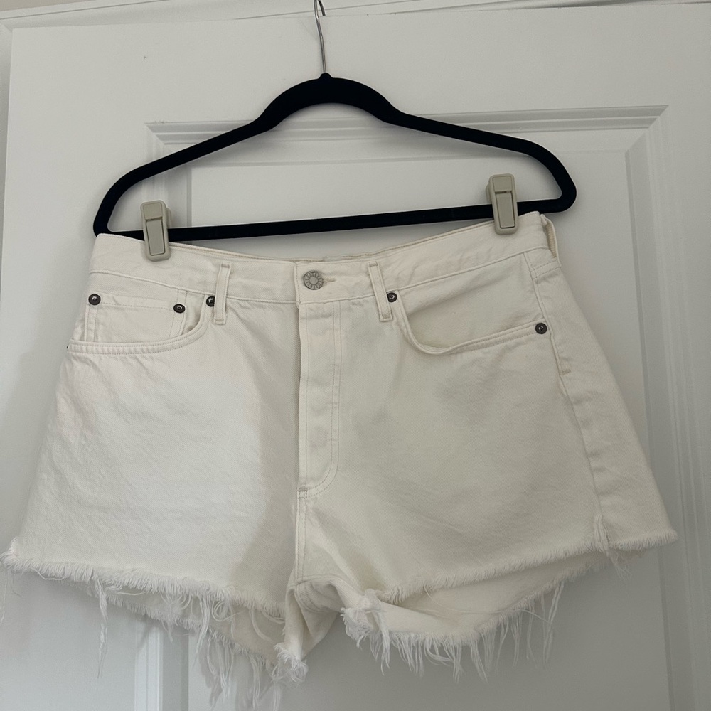 AGOLDE Distressed White Denim Shorts | size 29